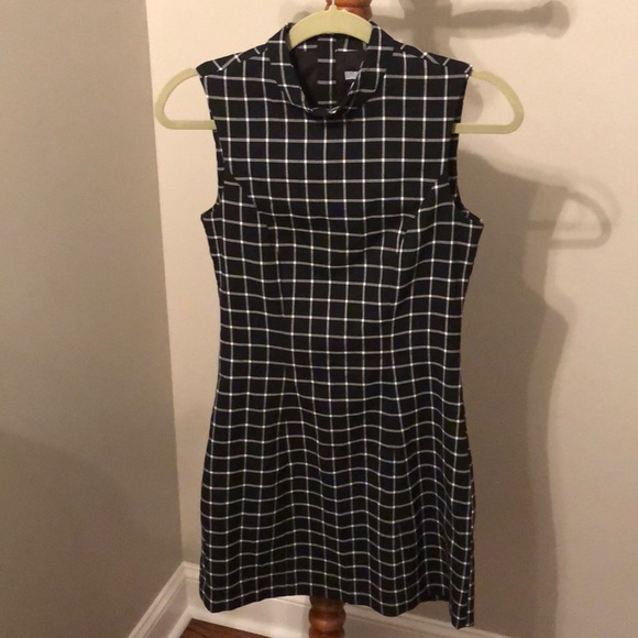 h&m black and white checked dress